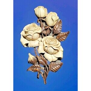 1962 SYROCO 🌷 D Rose Flower WALL HANGING Plaque 4460 Made in the USA 1962 MCM